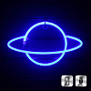 Неоновая подвеска "Сатурн"  30 х 17,5 см, от батареек и USB, синий