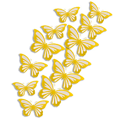 Наклейки Бабочки двойные перламутровые бумажные № 6 12 шт золото+серый